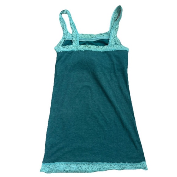American Eagle Women’s Small Lace Strap Babydoll Ribbed Long Tank Top Layer Y2K - Picture 3 of 4